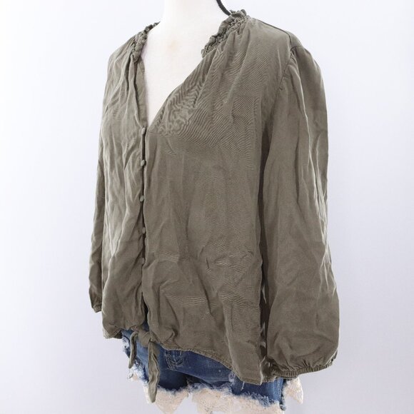 WHBM | Olive Green Long Sleeve Top XL - Picture 1 of 6